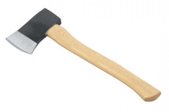 axe with wooden handle isolated on white