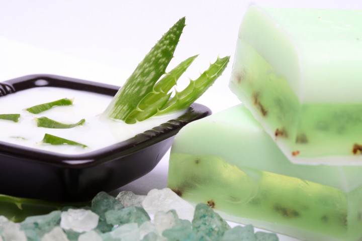 bath care aloe vera leaves handmade soap moisturizer and bath salt