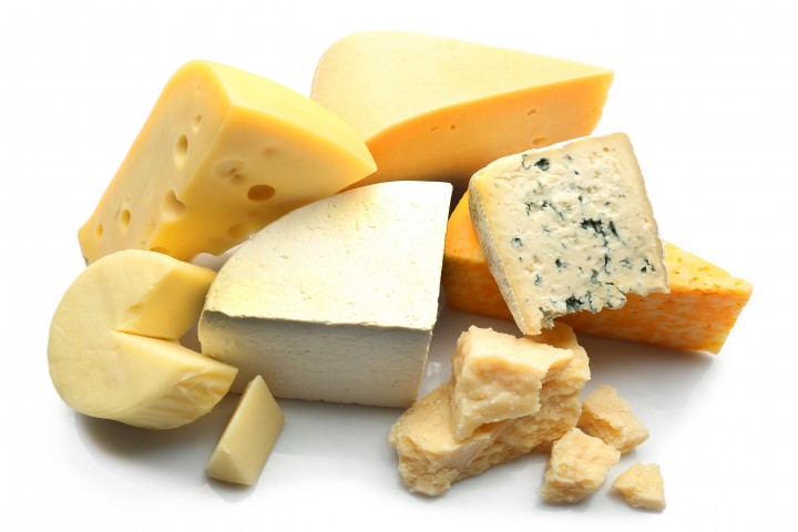 cheese various types of cheese isolated on white