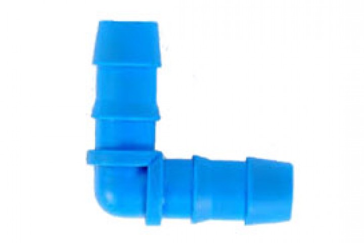 elbow blue color drip irrigation elbow isolated on white background