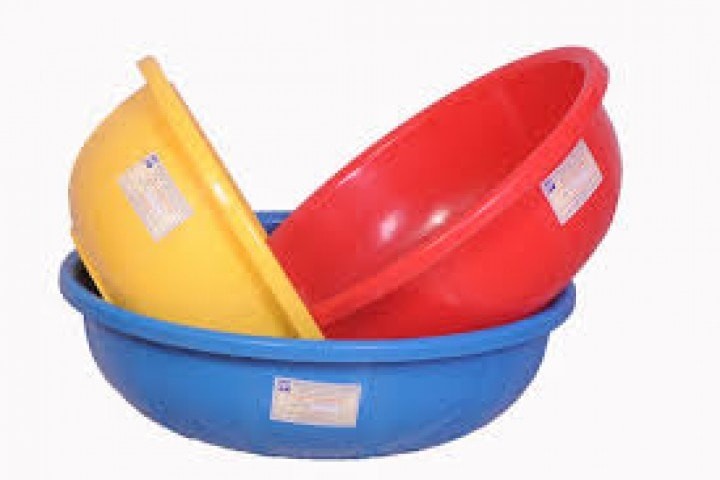 different color plastic ghamela isolated on white background