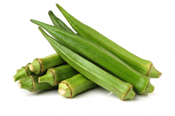 fresh okra isolated on a white background