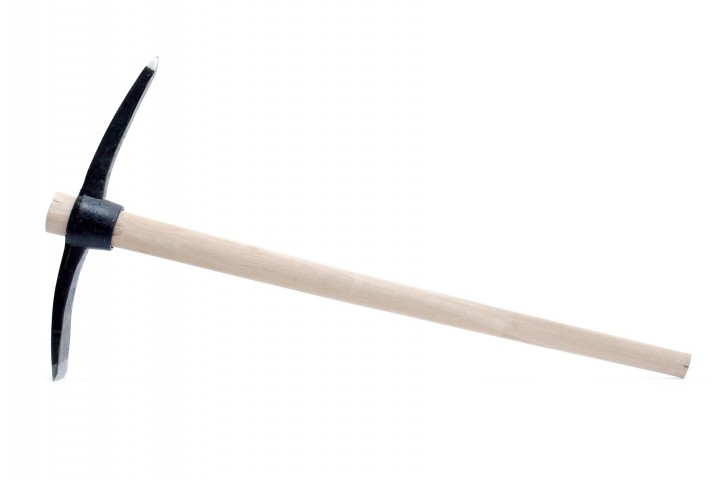 new pick axe shot over white background