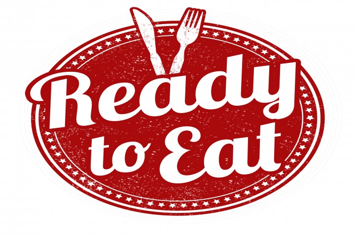 ready to eat grunge rubber stamp on white vector illustration